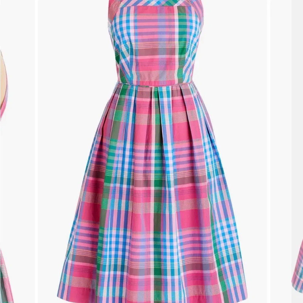 J.Crew Pink Plaid Square-Neck Dress - 0 - XS - Picture 2 of 8
